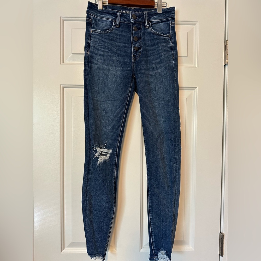 American Eagle Outfitters Blue Hi-Rise Jegging Crop